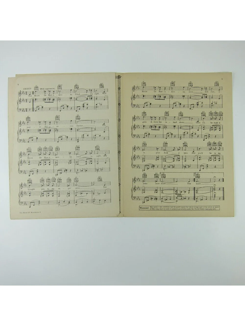 Sheet Music The Moon of Manakoora The Hurricane Dorothy Lamour Jon Hall 1937